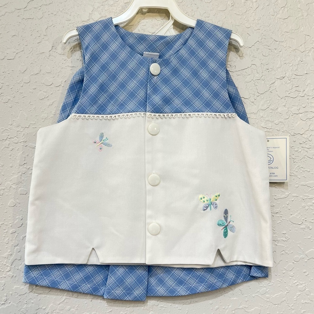 Chez Ami by Patsy Aiken Girls Blue Plaid Butterfly 2PC Set Sz 8 NWT USA - Picture 4 of 12
